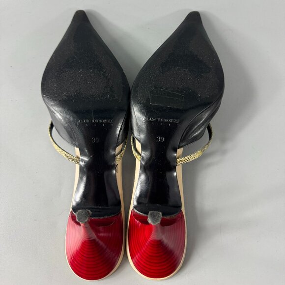 Alain Tondowski Paris Black Leather Pointed Toe Heels, Size 39 - Picture 8 of 13